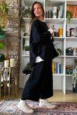 Bateau Needlecord Lazy Layer Top Black